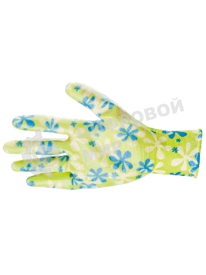 Перчатки садовые Palisad из полиэстера с нитрильным обливом, зеленые, S