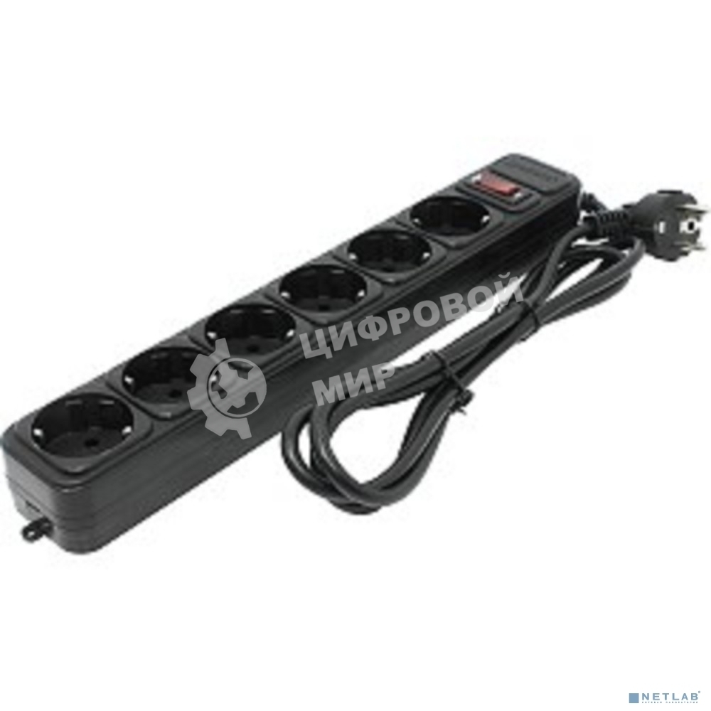 Сетевой фильтр ExeGate EX119391RUS SP-6-1.8B (6 розеток, 1.8 м, евровилка, черный)