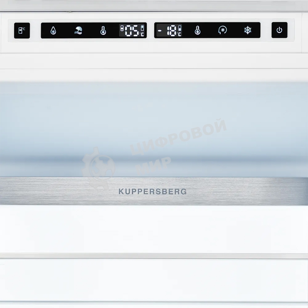 Встраиваемый холодильник Kuppersberg RBN 1760, High-Tech, объем 237 л, скользящий фасад, электронное управление, No Frost, антибактериальный пластик, звуковой сигнал при открытой дверце, перенавешиваемые двери, LED освещение, уровень шума 41 дБ, энергоэфф