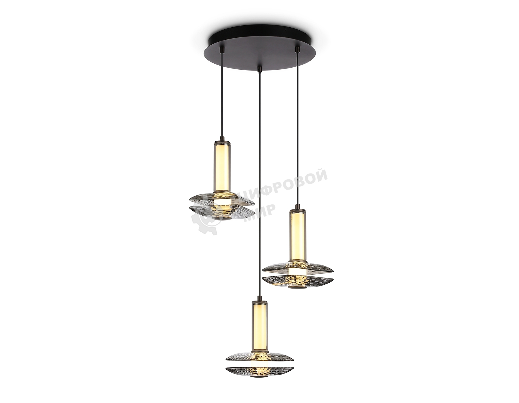 Подвесной светодиодный светильник Ambrella light LH31012/3 GR/SM серый/дымчатый 35W 3000K D450*1790
