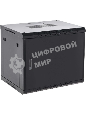 Шкаф коммутационный Rexant настенный 9U 400x542 мм пер. дв. металл черный