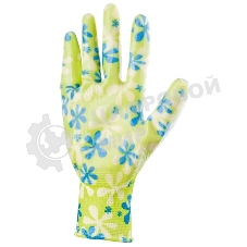 Перчатки садовые Palisad из полиэстера с нитрильным обливом, зеленые, S