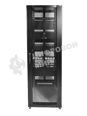 Шкаф серв. ПРОФ нап. 42U (600x1000) дверь перфорированная 2 шт., цвет черный, в сборе (ШТК-СП-42.6.10-44АА-9005) (1 коробка)
