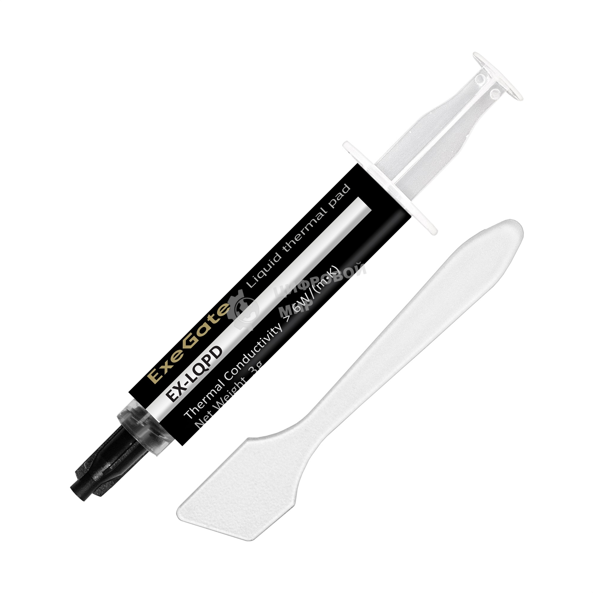 Жидкая термопрокладка ExeGate EX-LQPD (6 Вт/(м•К), 3г шприц с лопаткой)