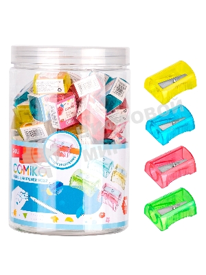 Точилка для карандашей ручная Deli EH032 Comico, 1 отверстие, пластик, ассорти, туба