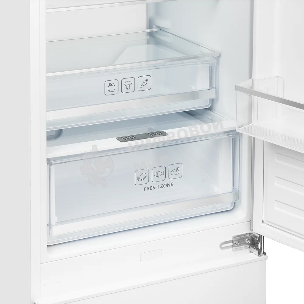 Встраиваемый холодильник Kuppersberg RBN 1760, High-Tech, объем 237 л, скользящий фасад, электронное управление, No Frost, антибактериальный пластик, звуковой сигнал при открытой дверце, перенавешиваемые двери, LED освещение, уровень шума 41 дБ, энергоэфф