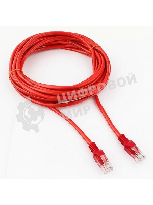 Патч-корд UTP Cablexpert cat.5e, 5м, литой, многожильный, красный