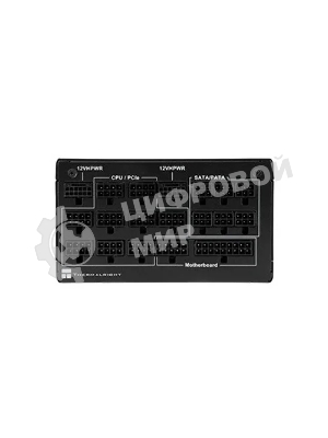 Блок питания Thermalright, 1350W 80+ Platinum (ATX, 3.0, PCIe 5.0, Full modular, 1x24(20+4)pin 600мм, 2xCPU 8(4+4)pin, 2xPCIe*2 8(6+2)pin, 2x12VHPWR PCIe 5.0 12+4pin 600мм, 6xSATA, 5xMOLEX4pin, Active, 120x120мм, 170x150x86мм, OPP, OVP, OTP, OCP, SCP, черный)