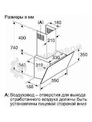Вытяжка наклонная Bosch DWK63PJ60T чёрный, 60 см, 360 м³/ч, 54 дБ