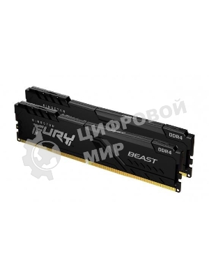 Оперативная память Kingston Fury Beast, DDR4, 16GB (2x8GB), 3600MHz, CL17, DIMM, с радиаторами, черный