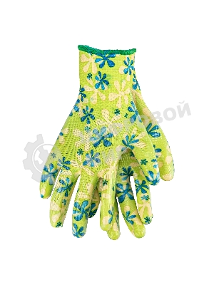 Перчатки садовые из полиэстера с нитрильным обливом, зеленые, L Palisad