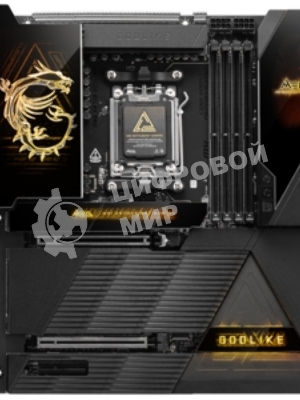 Материнская плата MSI MEG X870E GODLIKE, AM5, AMD X870E, 4xDDR5, 4xSATA, 7xM.2, 2xPCIe 5.0 x16, 1xPCIe 4.0 x4, 2xUSB-C DP, 1x10G LAN, 1x5Gb LAN, Wi-Fi 7, Bluetooth 5.4, 2xUSB-C 40Gbps, 5xUSB-C 10Gbps, 1xUSB-C 20Gbps, 8xUSB-A 10Gbps, 4xUSB-A 5Gbps, 4xUSB-A 2.0, 1xS/PDIF, 2x3.5 мм, 7.1, E-ATX