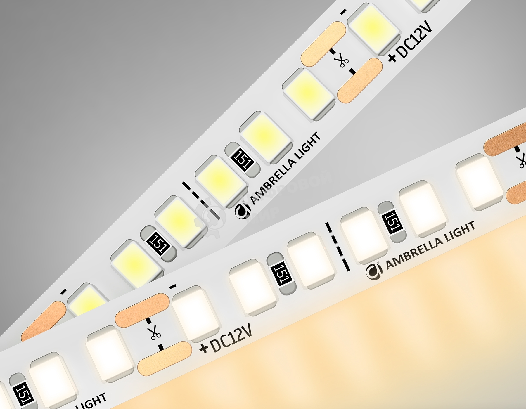 Светодиодная лента Ambrella light GS1301 2835 180Led/ 14.4W m/ 12V IP20 3000K/ 5000*8*1.2mm (2 конт.)
