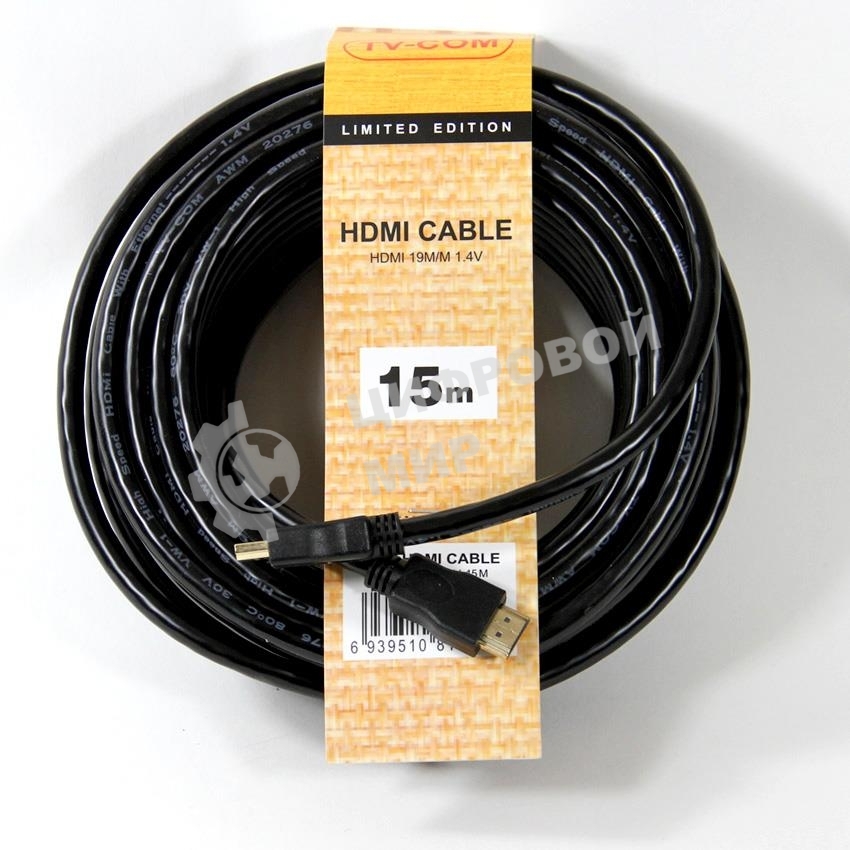 Кабель цифровой TV-COM HDMI19M to HDMI19M, V1.4+3D, 15m CG150S-15M