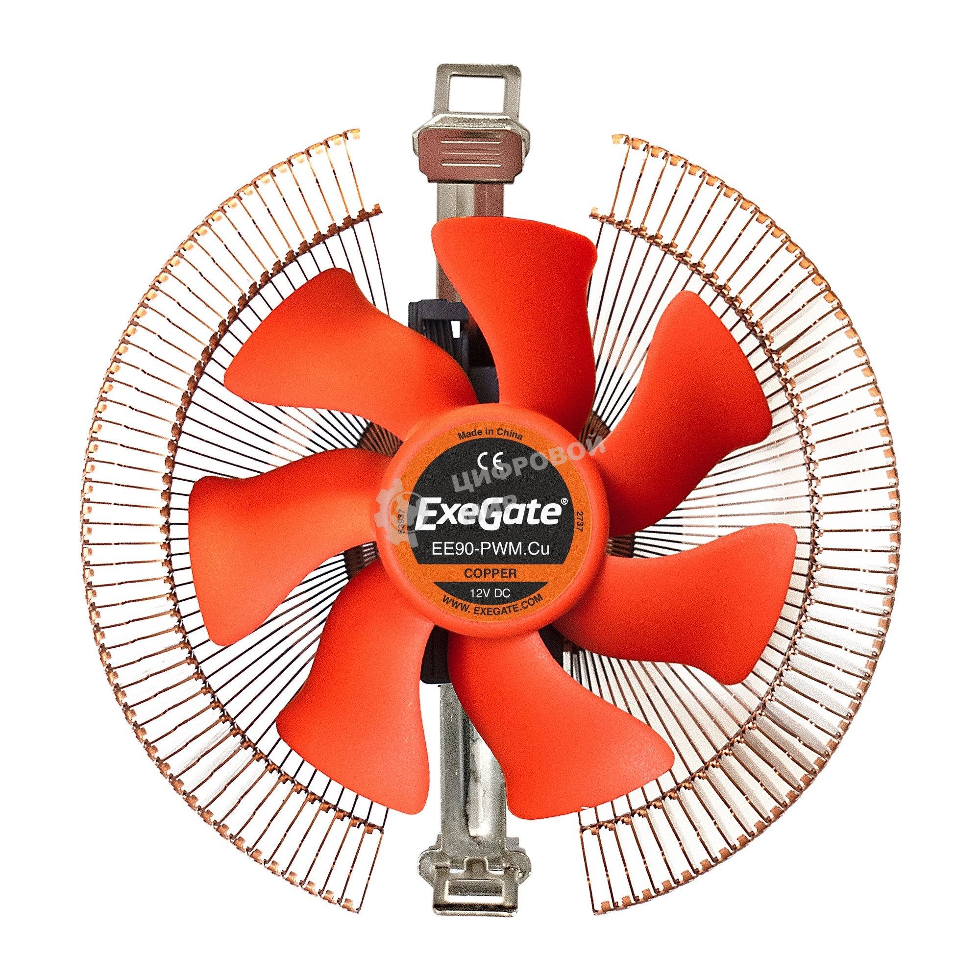 Кулер для процессора ExeGate EE90-PWM.Cu бронзовый, 90 мм, алюминий/медь, 2400 об/мин, 24 дБ, 4 pin, 80 Вт, 58 мм