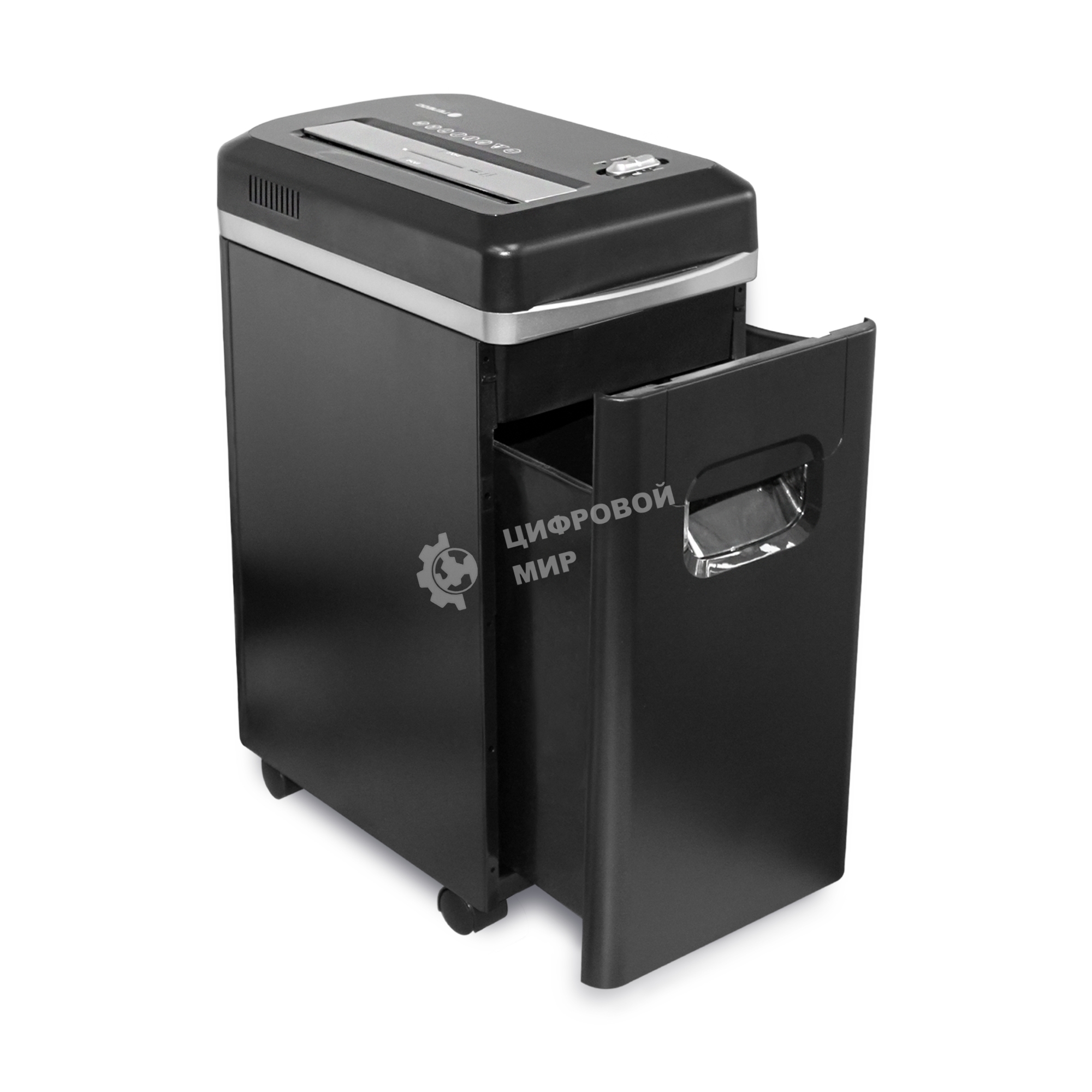 Шредер ГЕЛЕОС УМ22-5, DIN P-5 (5 ур-нь секр.), фрагмент 2х8мм, 9-10 лист (70г/м2), CD/пл.карты/скрепки/скобы, 22 литра