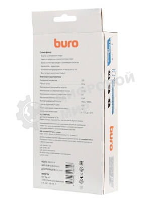 Сетевой фильтр Buro 800SH-1.8-W 1.8 м, 8 розеток, белый, коробка