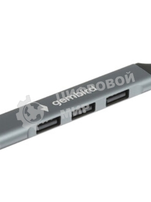 Разветвитель USB2.0 Gembird UHB-C201, 4xUSB2.0, кабель Type-C 10 см, алюминий, пакет
