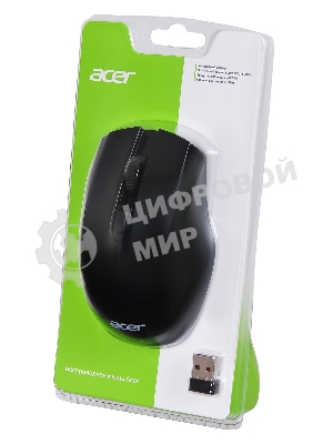 Мышь беспроводная Acer OMR030 черный, 1600 dpi, радиоканал, USB, кнопки - 4