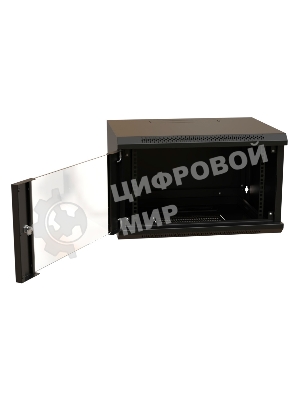 Шкаф коммутационный WRline (WR-TW-0966-GP-RAL9004) настенный 9U 600x600мм пер.дв.стекл 2 бок.пан. 60кг черный 520мм 500мм IP20 сталь
