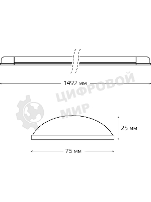 Светильник линейный Gauss WLF-1 50W 4550lm 6500K 185-265V IP20 1492x75x25мм алюминий LED 1/20