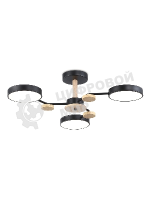 Светильник Ambrella light FL4857/3 BK/WD черный/дерево 54W 3000-6000K D660*170 (без ПДУ)
