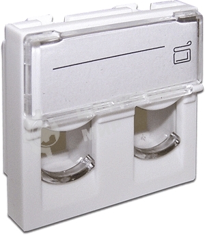 Вставка 45x45 на 2 модуля, со шторкой и увеличенным окном маркировки, белая