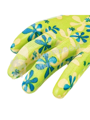 Перчатки садовые из полиэстера с нитрильным обливом, зеленые, L Palisad