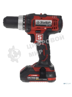 Дрель-шуруповерт Зубр ДШЛ-185-22, 18 В, 2 Ач, 40 Нм, щеточный