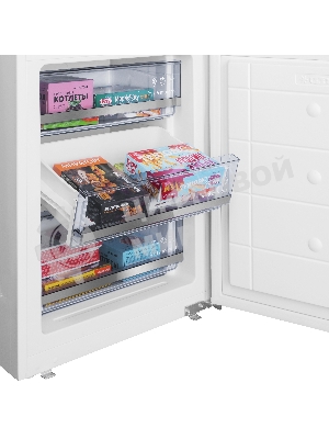 Встраиваемый холодильник Maunfeld MBF19369NFWGR LUX Inverter белый двухкамерный 257/84л морозилка снизу