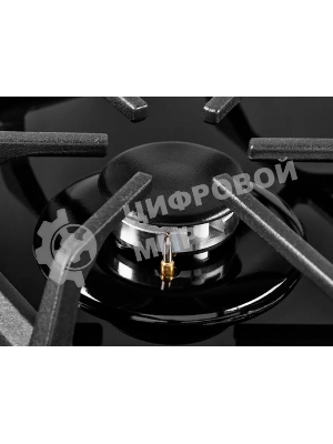 Варочная поверхность Kuppersberg FG 30 B, газ, High-Tech, 30 см, автоматический электроподжиг, газ-контроль, SABAF конфорки, чугунные решетки, цвет черное стекло, цвет фурнитуры черный