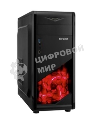 Компьютерный корпус Miditower ExeGate EVO-8227-NPX700 (ATX, БП 700NPX с вент. 12см, 2*USB+1*USB 3.0+HD Audio, черный, 3 вент. RGb, закаленное стекло)