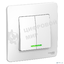 Выключатель 2-клавишный с подсветкой, 6А, 250В SE Blanca внутр Бел