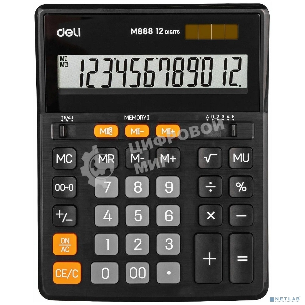 Калькулятор настольный Deli EM888 черный 12-разр.