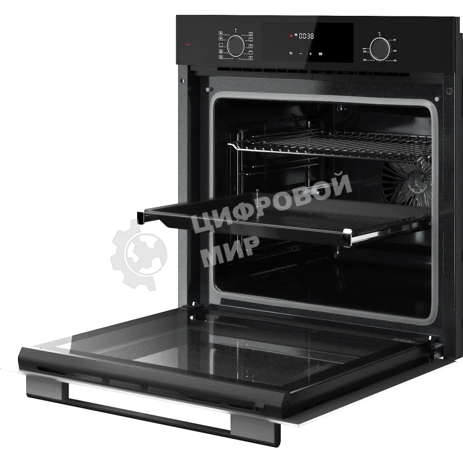 Встраиваемый духовой шкаф Kuppersberg HF 609 B, High-Tech, объем 80 л, 10 режимов работы, телескопические направляющие, цифровой таймер, 2 стекла в дверце, утапливаемые переключатели, энергоэффективность А, черный