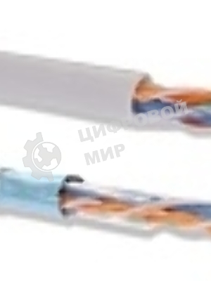 Кабель связи витая пара U/UTP, cat.5e, 4 пары 24AWG solid, 305м, ПВХ, серый