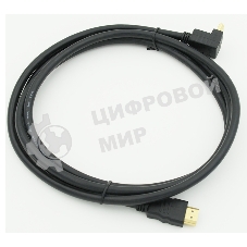 Кабель HDMI 2м, 19pin to 19pin, 1 угловой разъем, черный 