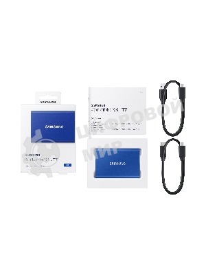 Внешний SSD Samsung T7, 1TB, USB 3.2 Gen 2 Type-C, R/W 1050/1000, синий