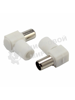 Разъем антенный на кабель штекер-TV угловой белый блист. Rexant 06-0014-A