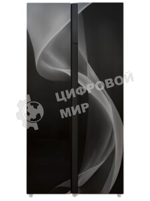 Холодильник LEX LSB530BlID wind черный стекло двухкамерный 283/183л морозилка слева, Total No Frost, Side by Side