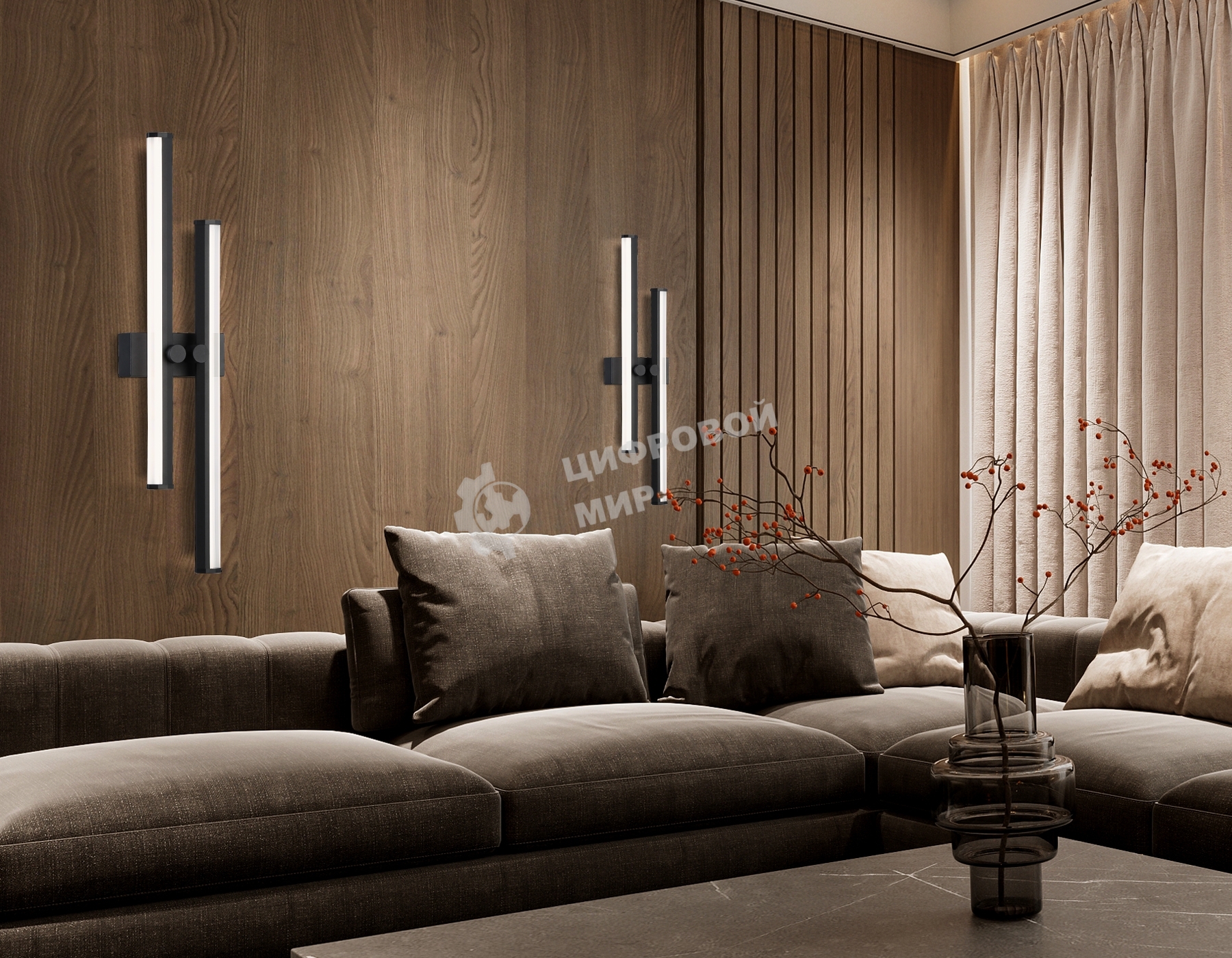 Настенный светодиодный светильник Ambrella light FL6152 BK черный 18W 3000K-6400K 510*120*65
