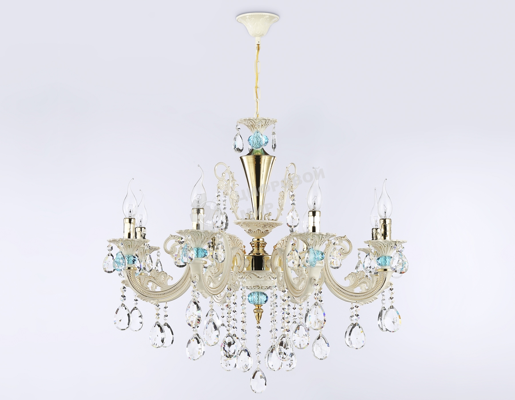 Светильник Ambrella light TR4926/8 GD/WH/CL золото/белый/прозрачный E14*8 max 40W D740*630