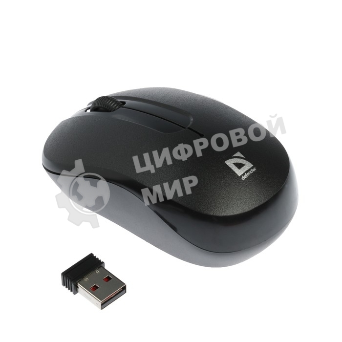 Мышь беспроводная Defender Datum MM-285 черный, 1600 dpi, радиоканал, USB, кнопки - 3