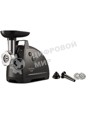 Мясорубка электрическая Moulinex ME682832 черный, 2000 Вт, 2.6 кг/мин, реверс, защита от перегрузки, насадки - 4