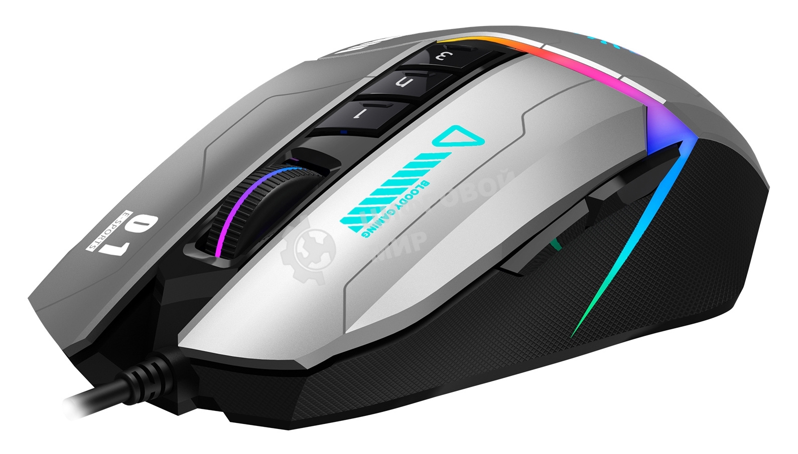 Мышь проводная A4Tech Bloody W60 Max серый/черный, 10000 dpi, USB, кнопки - 10