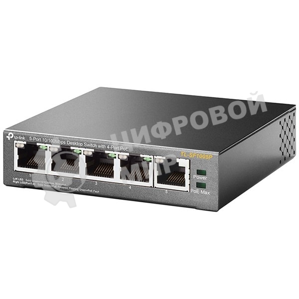 Коммутатор TP-Link SMB TL-SF1005P 5-портовый 10/100 Мбит/с настольный коммутатор с 4 портами PoE