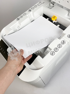 Шредер Heleos АП40-5 белый с автоподачей (секр.P-5) фрагменты 180лист. 37лтр. скрепки скобы пл.карты