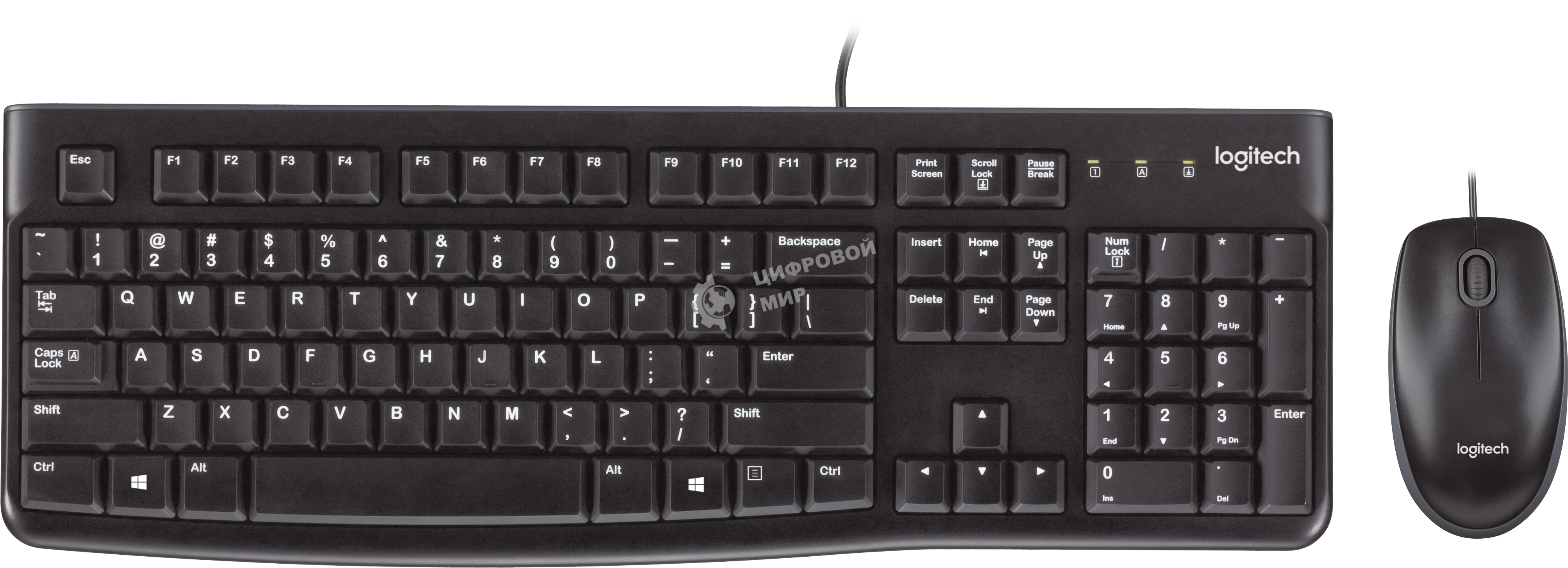 Комплект клавиатура + мышь Logitech Desktop MK120 оригинальная заводская РУС гравировка 920-002561