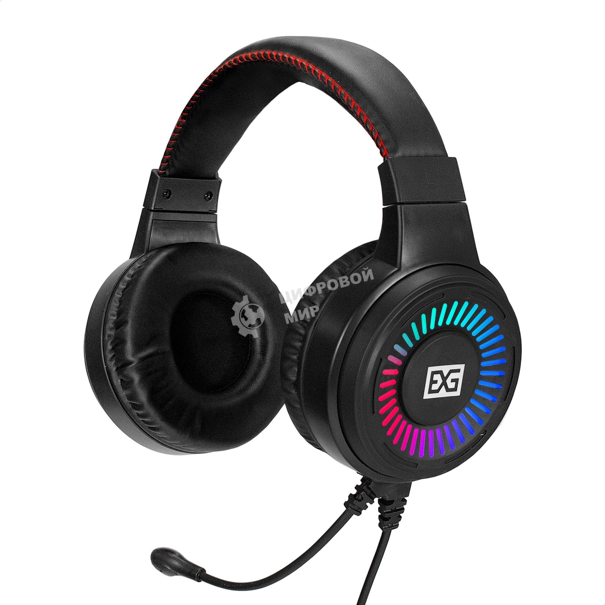 Гарнитура проводная полноразмерная игровая с микрофоном (гарнитура) ExeGate Gaming HS-520G (USB, 2x3.5мм, динамик 40мм, 20-20000Гц, длина кабеля 2.5м, регулировка громкости, RGb подсветка)