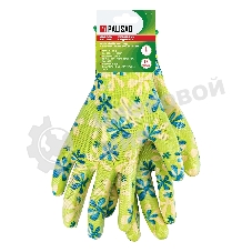 Перчатки садовые из полиэстера с нитрильным обливом, зеленые, L Palisad